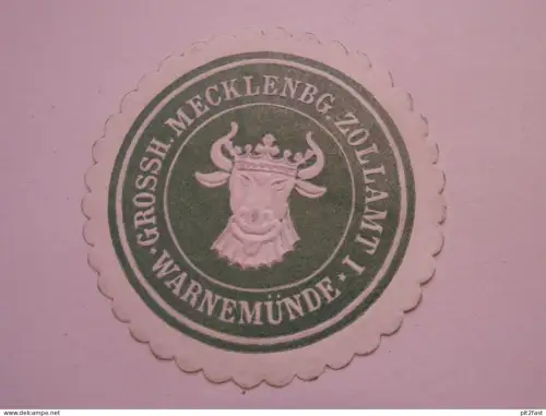 alte Siegelmarke - Zollamt Warnemünde i. Mecklenburg , Rostock !!