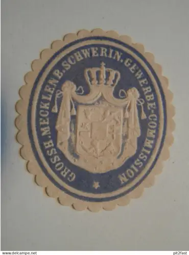 alte Siegelmarke - Großherzogl. Gewerbe-Commission i. Mecklenburg , Rostock !!