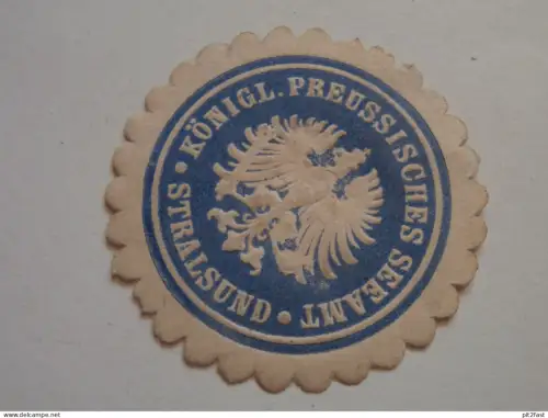 alte Siegelmarke - Königlich Preußisches Seeamt in Stralsund , Mecklenburg !