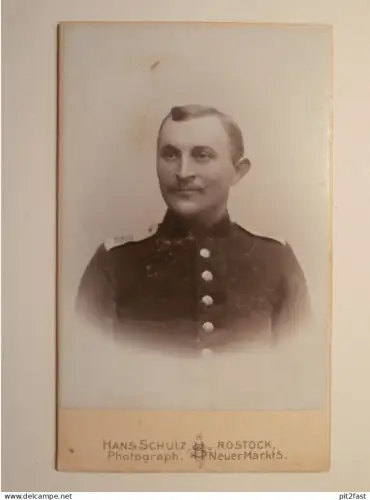 Füsilier Regiment 90 in Rostock i. Mecklenburg , ca. 1895 , CDV , Foto , Porträt , Hans Schulz !!