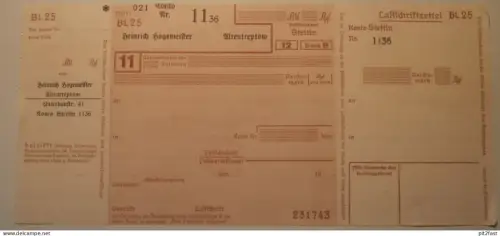 alter Scheck , H. Hagemeister in Altentreptow , Sparkasse ,ca. 1935, Mecklenburg !!