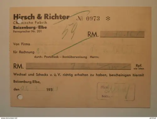 alter Scheck , Hirsch & Richter in Boizenburg a. Elbe , 1944 , Mecklenburg !!