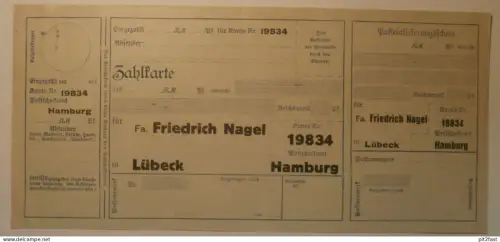 alter Scheck , Friedrich Nagel in Lübeck , Hamburg , ca. 1935 , Mecklenburg !!