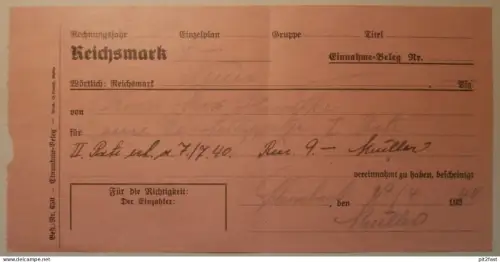 Schwabach in Bayern , 1940 , alter Scheck / Beleg !!