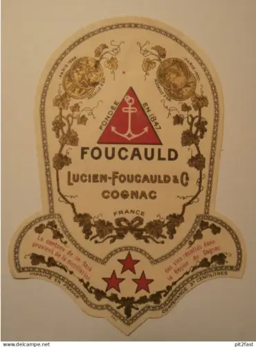 Lucien Foucauld & Co - Cognac in France , Paris , altes Etikett !!