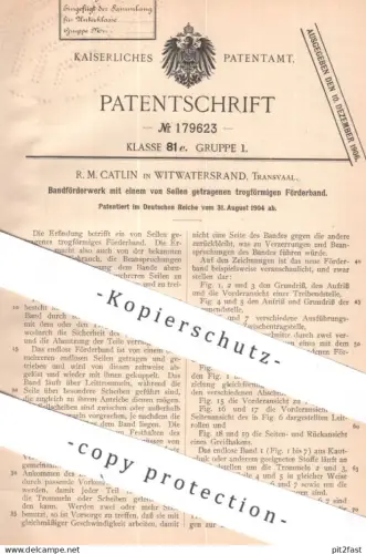 original Patent - R. M. Catlin , Witwatersrand , Transvaal Südafrika | 1904 | Bandförderwerk Förderband | Fördermaschine
