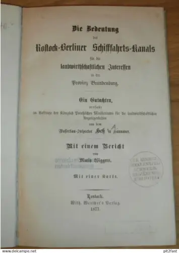 Rostock - Berliner Schiffahrts-Kanal ,1877, Mecklenburg , Extrem RAR Schiffe Rheinsberg , Grieben , Wuthenow Erstausgabe