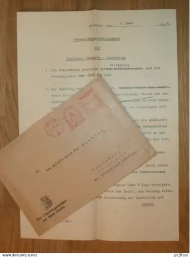 Bürgermeister v. Stettin i. Pommern , 1939 , Fürstenflagge über Gollnow , Schwabach b. Naugard , Brief / Dokument !!!