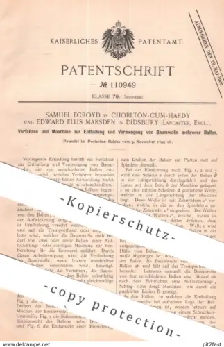 original Patent - Samuel Ecroyd , Chorlton Cum Hardy | Edward E. Marsden , Didsbury Lancaster England | 1899 | Baumwolle