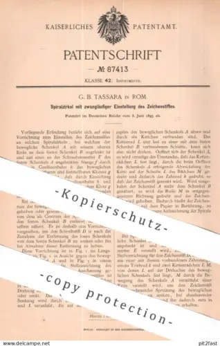 original Patent - G. B. Tassara , Rom , Italien | 1895 | Spiralzirkel | Zirkel , Stift , Bleistift , Schule !!