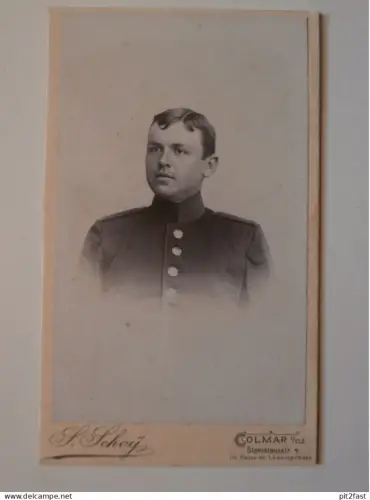 Kabinettfoto - Soldat , Colmar i. Elsass , H. Schoy , Uniform , Armee , CDV , Photographie , Kabinett !!
