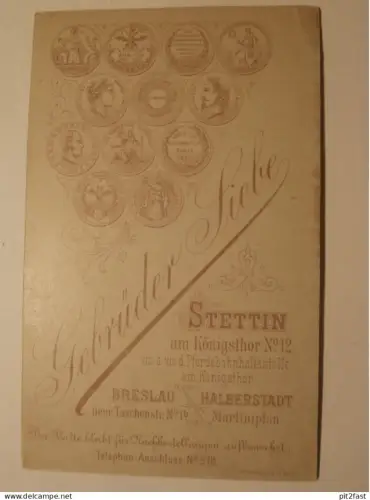 Kabinettfoto - Gebr. Siebe in Stettin i. Pommern ,  Adel , CDV , Photographie , Kabinett !!