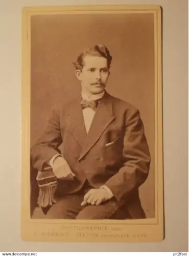Kabinettfoto - E. Kiewning in Stettin i. Pommern , Atelier ,  Adel , CDV , Photographie , Kabinett !!