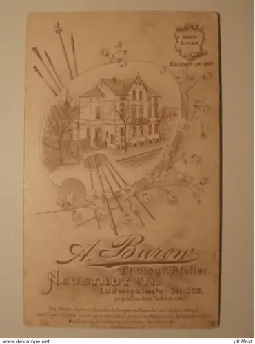 Kabinettfoto - A. Burow in Neustadt i. Mecklenburg , Studentika , Atelier ,  Adel , CDV , Photographie , Kabinett !!