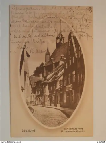 Stralsund i. Mecklenburg , ca. 1915 , Schillstraße und Kloster , Ansichtskarte , AK !!