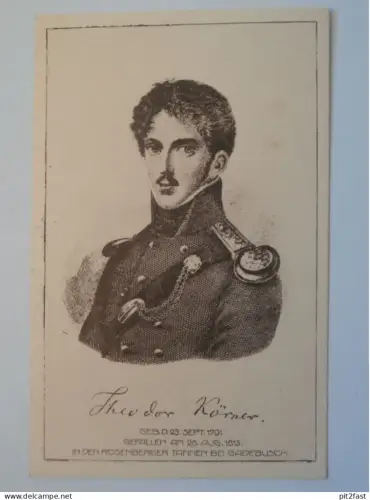 Theodor Körner , mit Stempel Körner Grab Wöbbelin , ca. 1920 , Schwerin ,  Ansichtskarte , AK !!