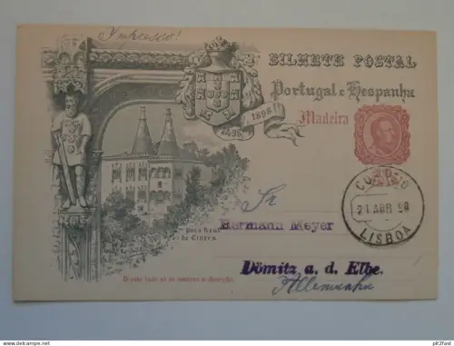 Hermann Meyer in Dömitz a. Elbe , Karte aus Portugal e. Hespanha , Madeira , 1898 , Lisboa , Ansichtskarte , AK !!