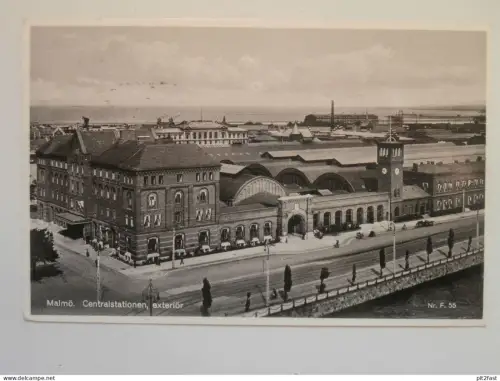 Centralstationen , Exteriör , Bahnhof in Malmö , 1938 , Eisenbahn , Ansichtskarte , AK !!