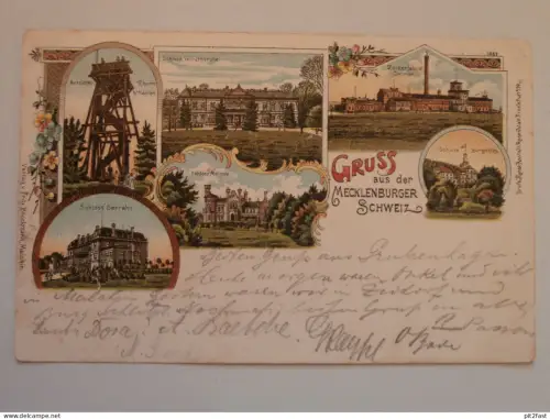 Mecklenburger Schweiz , 1899 , Zuckerfabrik Dahmen b. Rostock , Schlösser , Ansichtskarte , AK !!