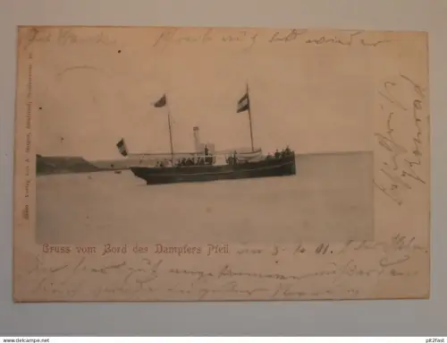 Gruss vom Bord des Dampfer Pfeil , Stralsund , 1901 , Ansichtskarte , AK !!