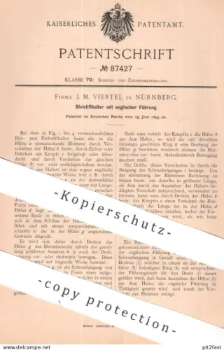 original Patent - J. M. Viertel , Nürnberg | 1895 | Bleistifthalter mit englischer Führung | Bleistift , Stift Farbstift