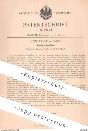 original Patent - René Peyre , Paris Frankreich | 1895 | Dampfwasserableiter | Wasserkessel Dampfkessel , Dampfmaschine