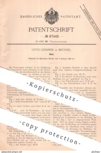 original Patent - Otto Lindner , Brüssel , Belgien | 1896 | Rost , Ofenrost | Feuerung , Ofen , Heizung , Rostbalken !!
