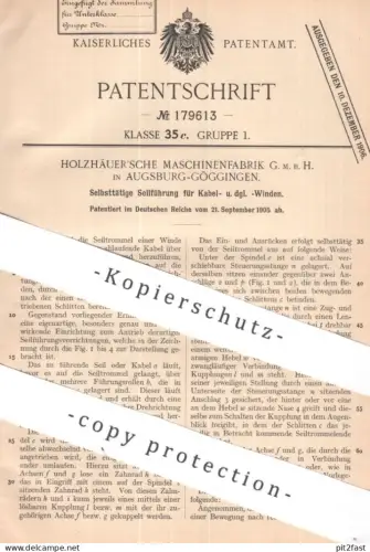 original Patent - Holzhäuer'sche Maschinenfabrik GmbH Augsburg Göggingen | 1905 | Seilführung für Kabel u. Winden | Seil