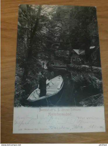 Hinterhermsdorf b. Sebnitz , 1904 , Bootstation mit Schleuse , Ansichtskarte , AK !!