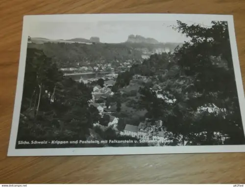 Postelwitz mit Falkenstein , ca. 1950 , Ansichtskarte , AK !!