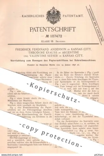 original Patent - Frederick F. Anderson , Kansas City | Theodore Krauss , Argentine | Valentine Seeser | Schreibmaschine