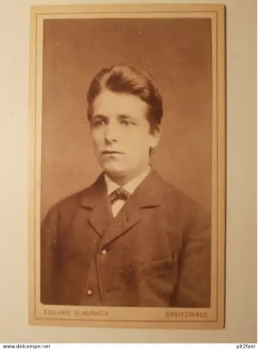 Kabinettfoto - E. Glaubach in Greifswald , CDV , Mecklenburg , Photographie , Kabinett !!