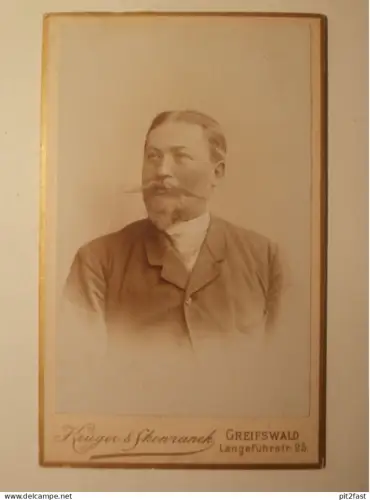 Kabinettfoto - Krüger & Skowranek in Greifswald , CDV , Mecklenburg , Photographie , Kabinett !!