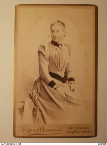 Kabinettfoto - Krüger & Skowranek in Greifswald , CDV , Mecklenburg , Photographie , Kabinett !!