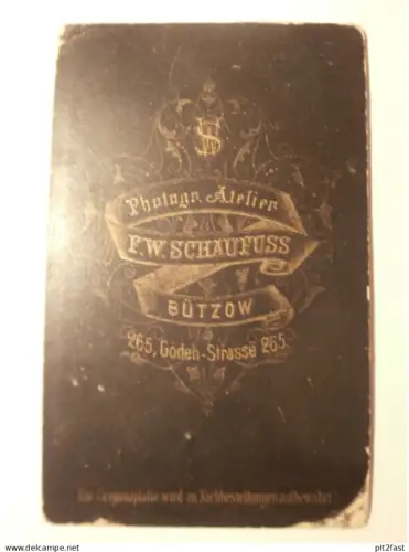 Kabinettfoto - F.W. Schaufuss in Bützow , CDV , Mecklenburg , Photographie , Kabinett !!