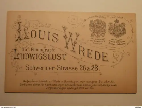 Kabinettfoto - Louis Wrede in Ludwigslust , CDV , Mecklenburg , Photographie , Kabinett !!
