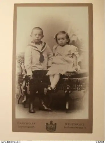 Kabinettfoto - Hofphotograph Carl Wolff in Neustrelitz , CDV , Mecklenburg , Photographie , Kabinett !!