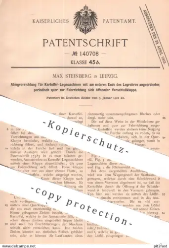 original Patent - Max Steinberg , Leipzig | Ablegvorrichtung für Kartoffel - Legmaschinen | Kartoffeln , Kartoffelernte