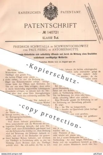original Patent - Friedrich Schwitalla , Schwientochlowitz | Paul Fiebig , Antonienhütte | 1902 | Wettertür , Tür Türen