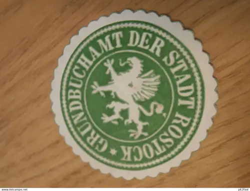 alte Siegelmarke - Grundbuchamt der Stadt Rostock in Mecklenburg !!