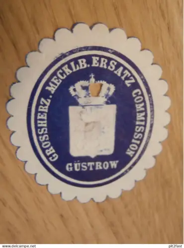 alte Siegelmarke - Grossh. Mecklenb. Ersatz Commission Güstrow i. Mecklenburg !!