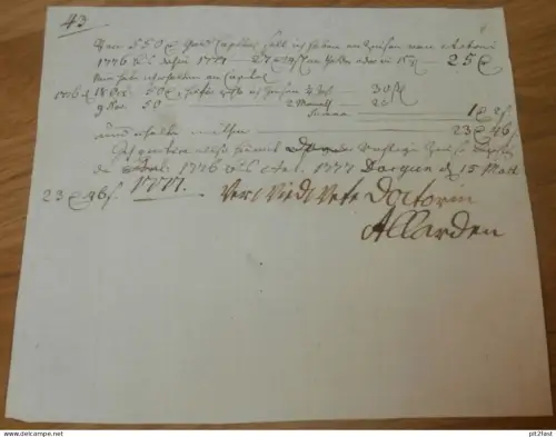 Dargun i. Meckl. , 1777 , altes Dokument , Schuldschein , Hypothek , Mecklenburg