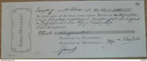 Otto von Schmiterlöw - Wechsel , 1912 , Bank , Sparkasse , Franzburg i. Mecklenburg