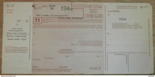 alter Scheck , Otto Lemke in Parow b. Stralsund ,1938, Kantinenpächter , Mecklenburg !!