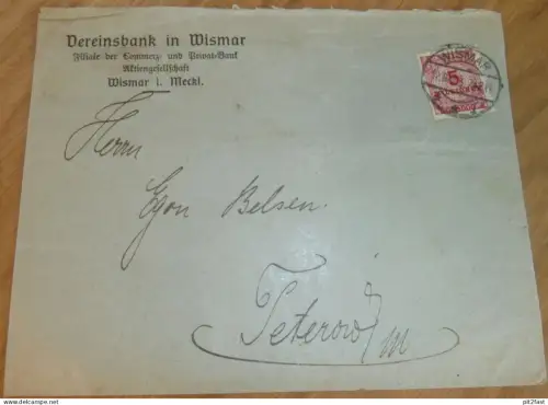 Vereinsbank in Wismar i. Mecklenburg , 1937 , alter Umschlag , nach Teterow , Aktien Gesellschaft