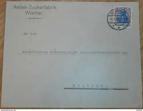 Aktien - Zuckerfabrik Wismar , 1922 , Umschlag , Aktie , Mecklenburg !!