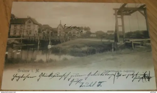 Grabow i.M. - Schlachthaus mit Zugbrücke 1904 , Mecklenburg , AK , Ansichtskarte
