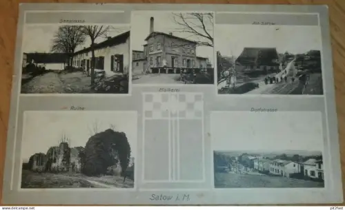 Satow i.M. - Molkerei , Straßen , 1913 , Ruine , Mecklenburg , AK , Ansichtskarte