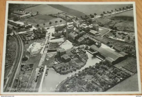 Aktien Zuckerfabrik - Rostock i.M. , ca. 1940 , Luftbild , Mecklenburg , AK , Ansichtskarte !!
