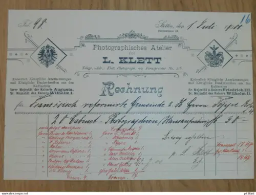 Photographisches Atelier in Stettin i. Pommern , 1900 , Photographie , Rechnung